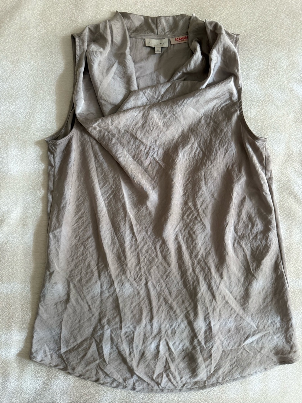 The Limited Silver Taupe Cowl Neck Sleeveless Blouse